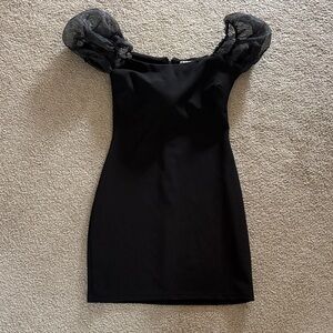 Elegant Black Puff Sleeve Dress